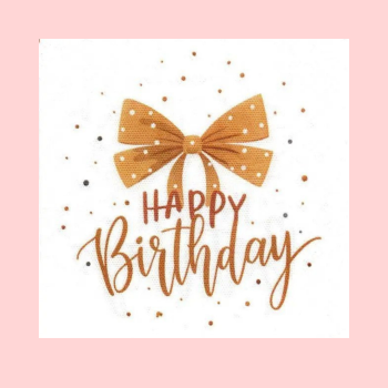 Серветки святкові паперові Happy Birthday Бантик 20 штук Білий