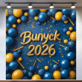 Баннер для фотозоны на Выпуск 2026 Воздушые шарики 120x120 см Синий