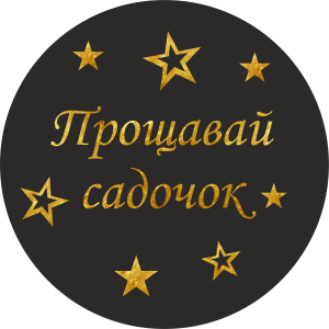 Міні банер артборд 50 см для фотозони Прощавай садочок зірки Чорний та золото