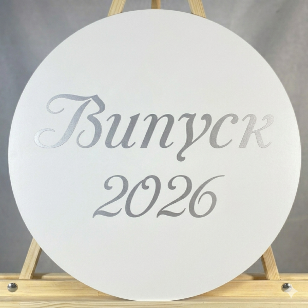 Міні банер артборд 50 см для фотозони Випуск 2026 прописом Білий та срібло
