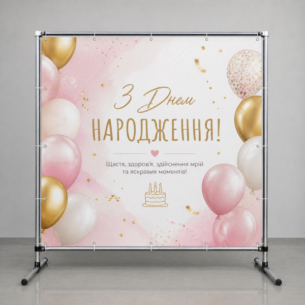 Каркас металевий для фотозони під банер із люверсами 120х120 см