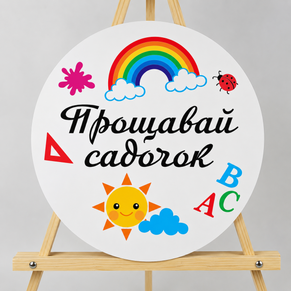 Міні банер артборд 50 см для фотозони на Випуск Прощавай садочок з веселкою Різнокольоровий
