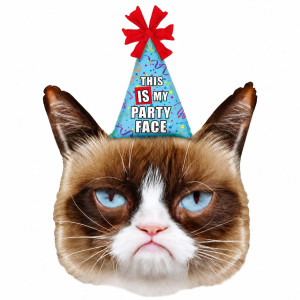Шар фольгированный фигурный 53х90 см Кот с колпаком Grumpy Cat Коричневый