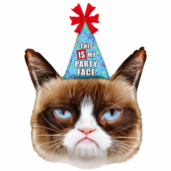Шар фольгированный фигурный 53х90 см Кот с колпаком Grumpy Cat Коричневый