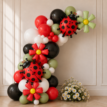 Набір 80 куль для арки фотозони Літній лужок Червоний і хакі
