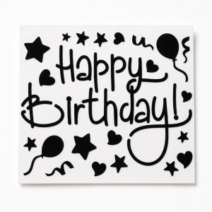 Наклейки Happy Birthday для повітряних куль і коробок 280х210 мм Чорний