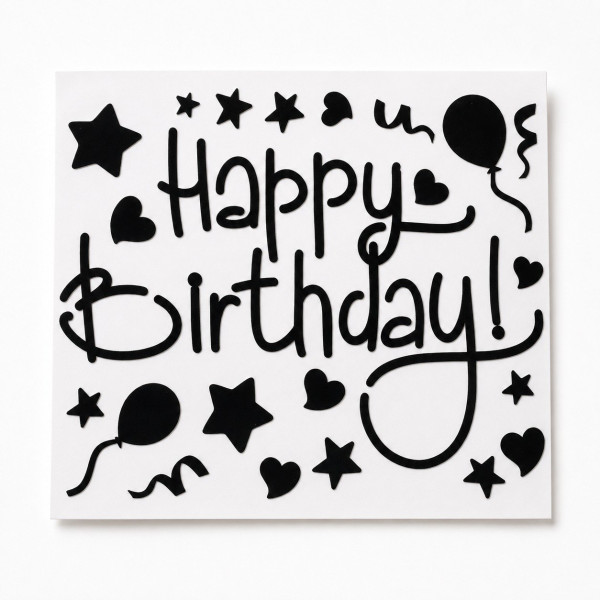 Наклейки Happy Birthday для повітряних куль і коробок 280х210 мм Чорний