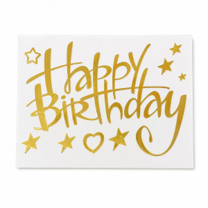 Наклейки Happy Birthday для повітряних куль і коробок 280х210 мм Золото