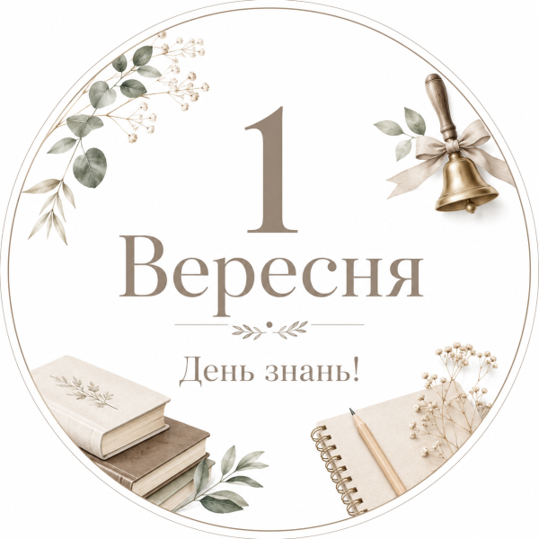 Міні банер артборд 50 см на 1 вересня День знань з дзвіночком Зелений