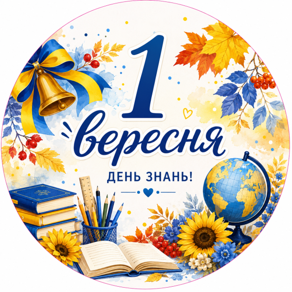 Міні банер артборд 50 см на 1 вересня День знань Соняшники Синій та Жовтий
