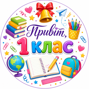 Міні банер артборд 50 см на 1 вересня Привіт 1 клас Різнокольоровий