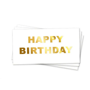 Конверт для грошей Happy Birthday Друковані літери Білий та золото