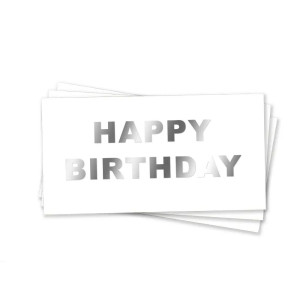 Конверт для грошей Happy Birthday Друковані літери Білий та срібло