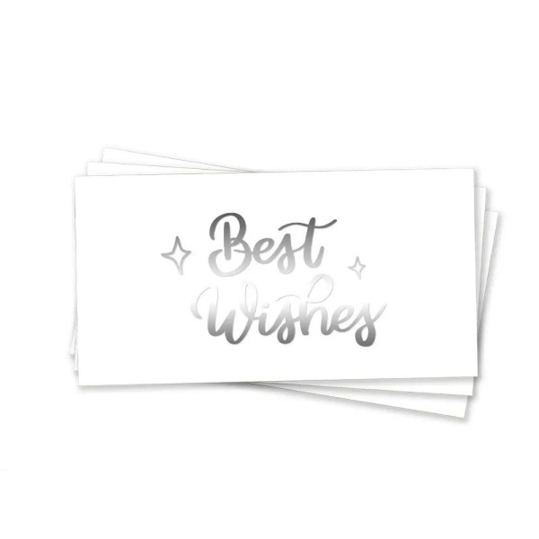 Конверт для грошей Best wishes Найкращі побажання Білий і срібло