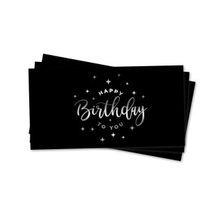 Конверт для грошей Happy Birthday to You Зірочки Чорний зі сріблом
