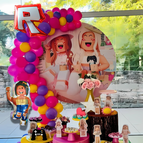 Набір 60 куль для фотозони Роблокс Граємо в принцес Фуксія і жовтий