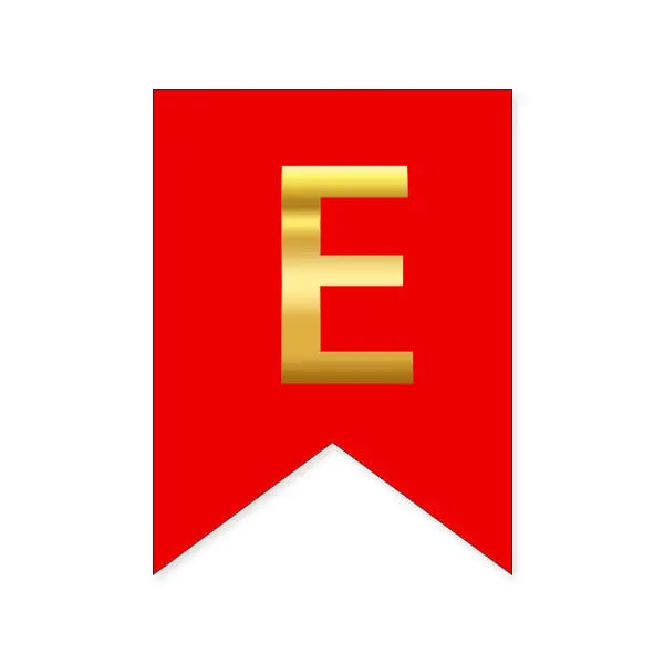 Буква Е на флажке 6*12 см для индивидуальных надписей Красный и золото