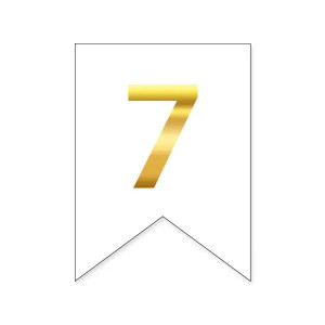 Цифра 7 на прапорці 6*12 см для індивідуальних написів Білий і золото