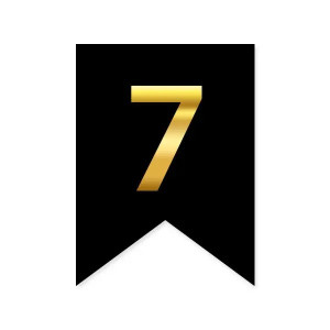 Цифра 7 на прапорці 6*12 см для індивідуальних написів Чорний і золото