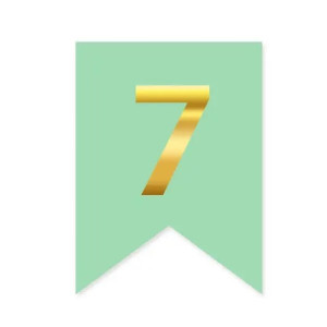 Цифра 7 на прапорці 6*12 см для індивідуальних написів М’ята і золото