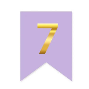 Цифра 7 на прапорці 6*12 см для індивідуальних написів Бузок і золото
