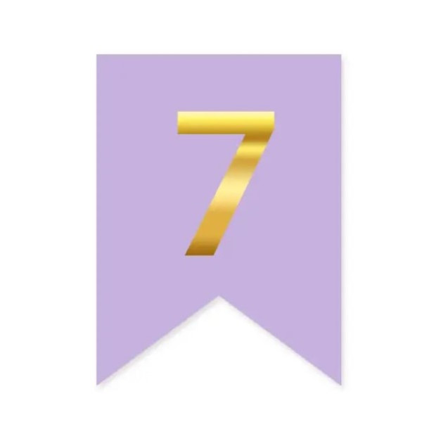 Цифра 7 на прапорці 6*12 см для індивідуальних написів Бузок і золото