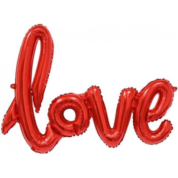Куля фольгована напис надувний 108х64 см LOVE Червоний