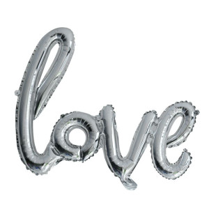 Куля фольгована напис надувний 108х64 см LOVE Срібло