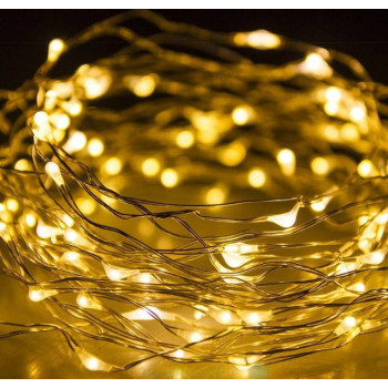 Гірлянда LED ниткова 3 метри Крапля роси Тепле світло Батарейки
