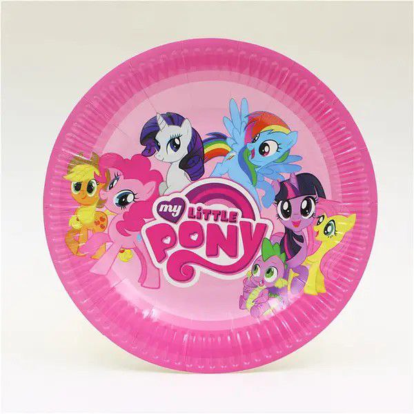 Тарелки праздничные одноразовые бумажные Пони My little pony 18 см 5 шт Розовый