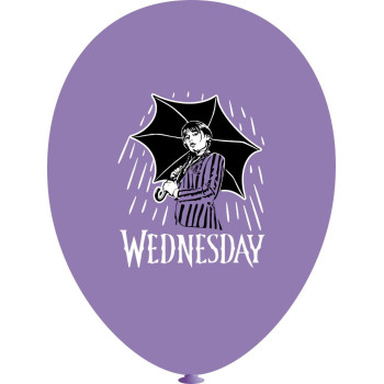 Куля латексна 12" 30 см з малюнком Венсдей Wednesday під дощем Фіолетовий