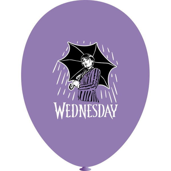 Куля латексна 12" 30 см з малюнком Венсдей Wednesday під дощем Фіолетовий