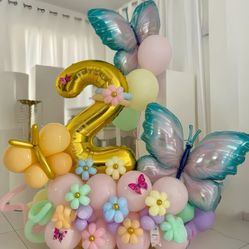 Набір 40 куль з цифрою на вибір та підставкою Квиток у літо Різнокольоровий