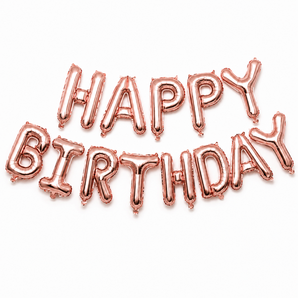 Куля фольгована напис надувний 40 см Happy Birthday Рожеве золото
