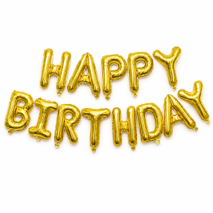 Шар фольгированный надпись надувная 40 см Happy Birthday Золото
