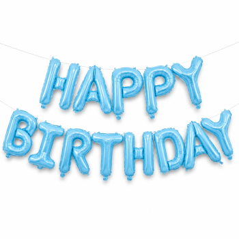 Куля фольгована напис надувний 40 см Happy Birthday Блакитний
