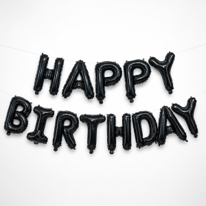 Куля фольгована напис надувна 40 см Happy Birthday Чорний