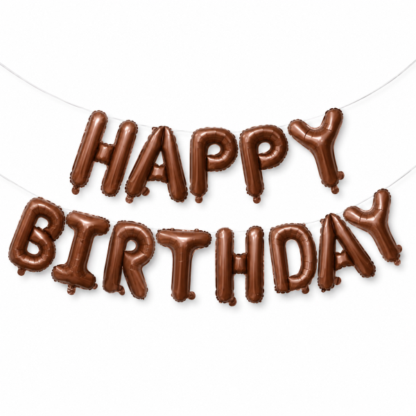 Куля фольгована надувний напис 40 см Happy Birthday Шоколад