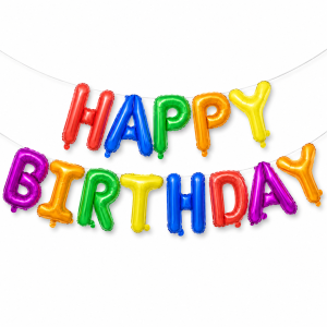 Куля фольгована напис надувна 40 см Happy Birthday Різнокольоровий