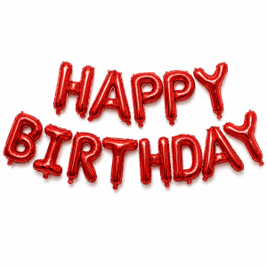 Шар фольгированный надпись надувная 40 см Happy Birthday Красный