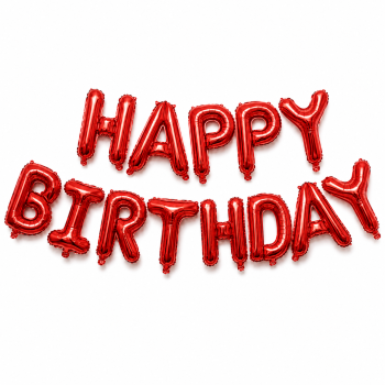Куля фольгована напис надувний 40 см Happy Birthday Червоний