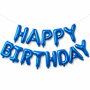 Шар фольгированный надпись надувная 40 см Happy Birthday Синий