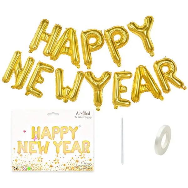 Куля фольгована напис надувний 40 см на Новий рік New Year Золото Куля фольгована напис надувний 40 см на Новий рік New Year Золото
