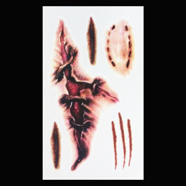 Наклейка на тіло 6х10 см Хелловін Рани Червоний