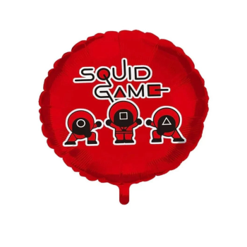 Куля фольгована кругла 18" 45 см з малюнком Гра в кальмара Squid game Червоний