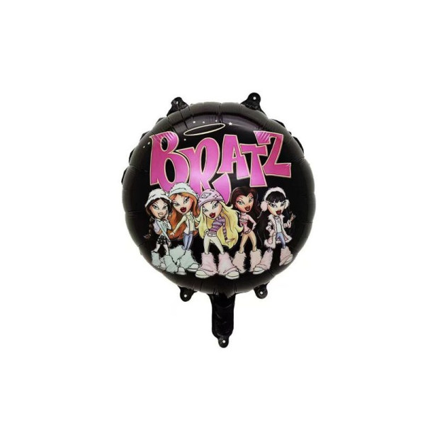 Куля фольгована кругла 18" 45 см з малюнком Ляльки Братц Bratz Чорний