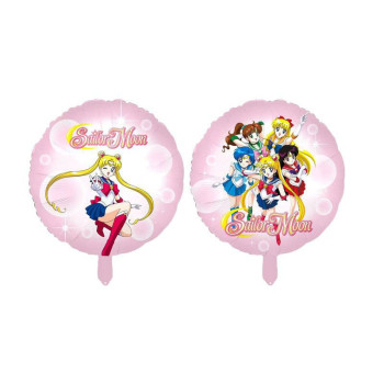Куля фольгована кругла двостороння 18" 45 см з малюнком Сейлор Мун Sailor Moon Рожевий