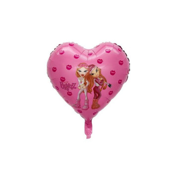 Куля фольгована серце 45х53 см з малюнком Ляльки Братц Bratz Рожевий