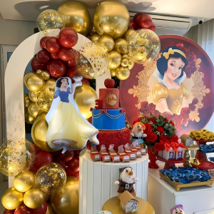 Набір 85 куль для фотозони з дабл стафф Казковий світ Білосніжки Хром золото і гранат